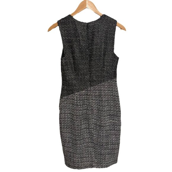 Banana Republic Tweed Sheath Sleeveless Dress Career Work Black White Size 6P - Picture 2 of 11